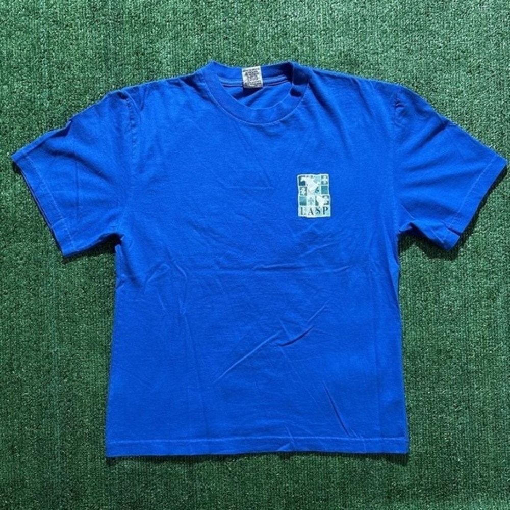 Maximum Graphic T-Shirt Mens Small Blue Used In Doing We Learn LASP Map